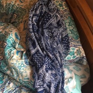 Bohemian white and blue scarf